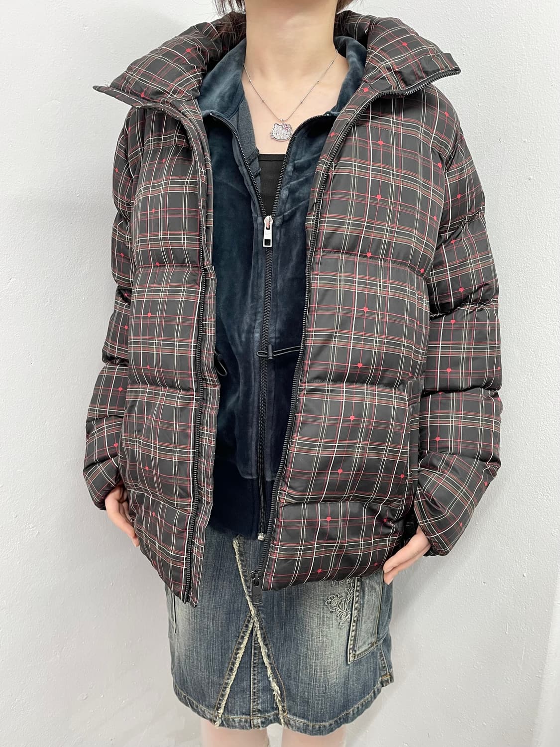 포니 하트 체크 패딩❤️ 상품이미지3