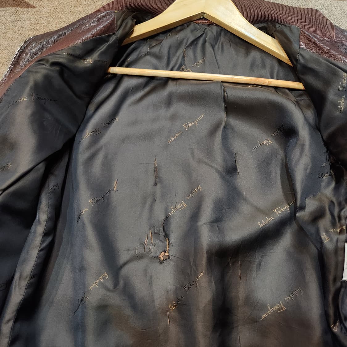 페레가모 이태리 00s 오일 양가죽 A-2 자켓 M 100 상품이미지8