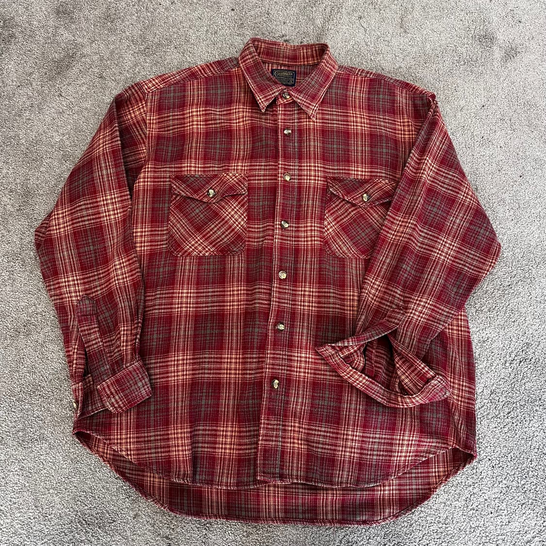 빈티지 레드 사이드포켓 플란넬 셔츠L 상품이미지1