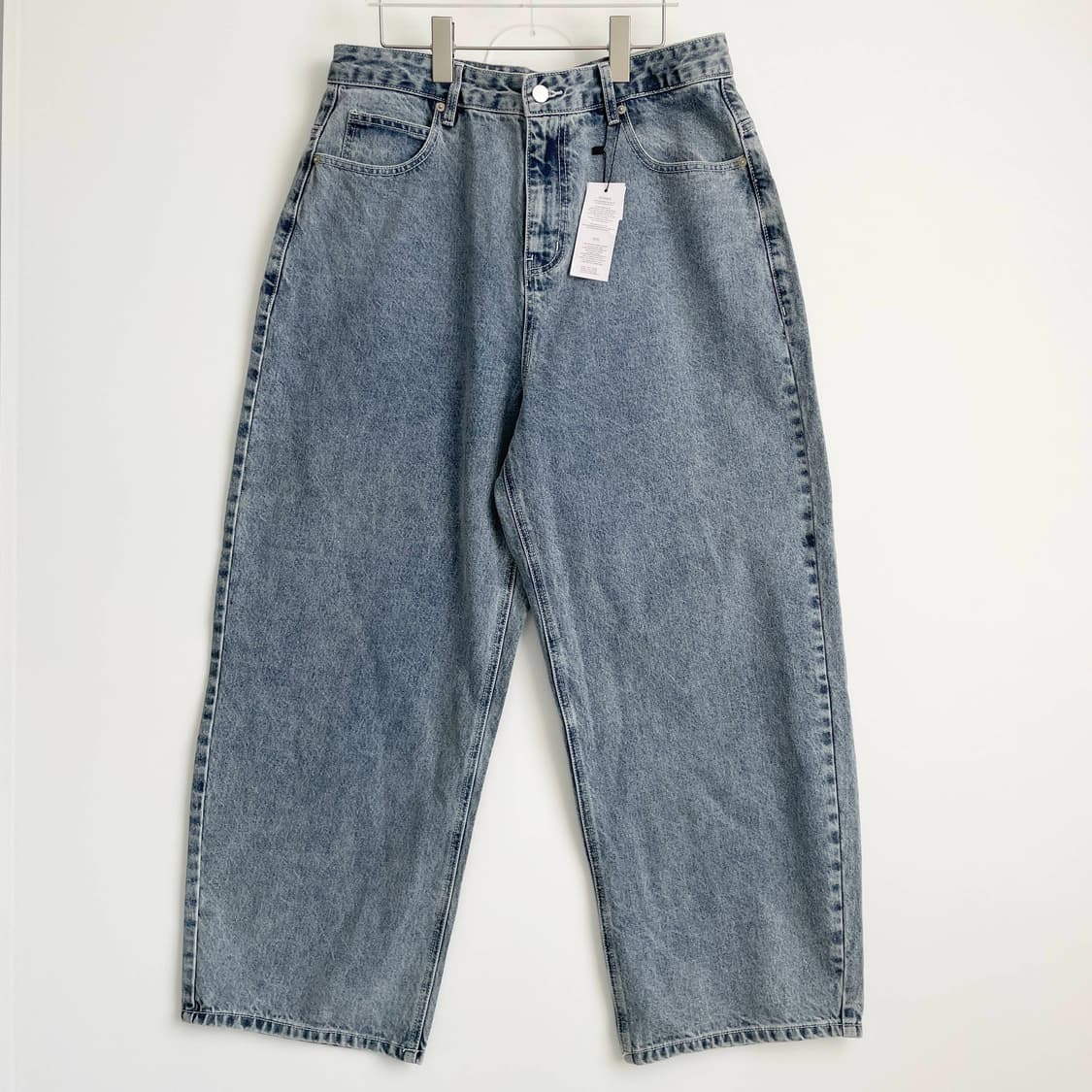 D1 새상품 연청 와이드 데님팬츠  34사이즈 상품이미지1