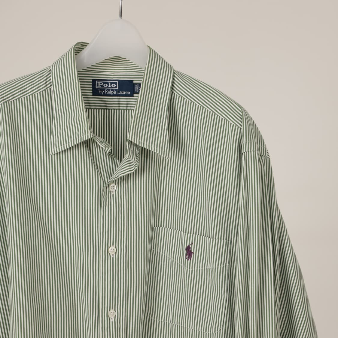 폴로 퍼플로고 그린 스트라이프 셔츠 상품이미지1