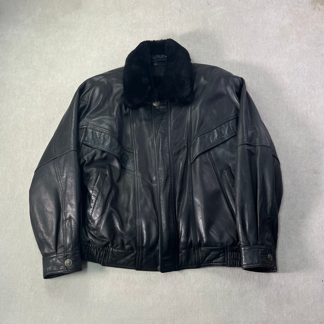 100 입생로랑 투웨이 퍼카라 램스킨 가죽 자켓 상품이미지1