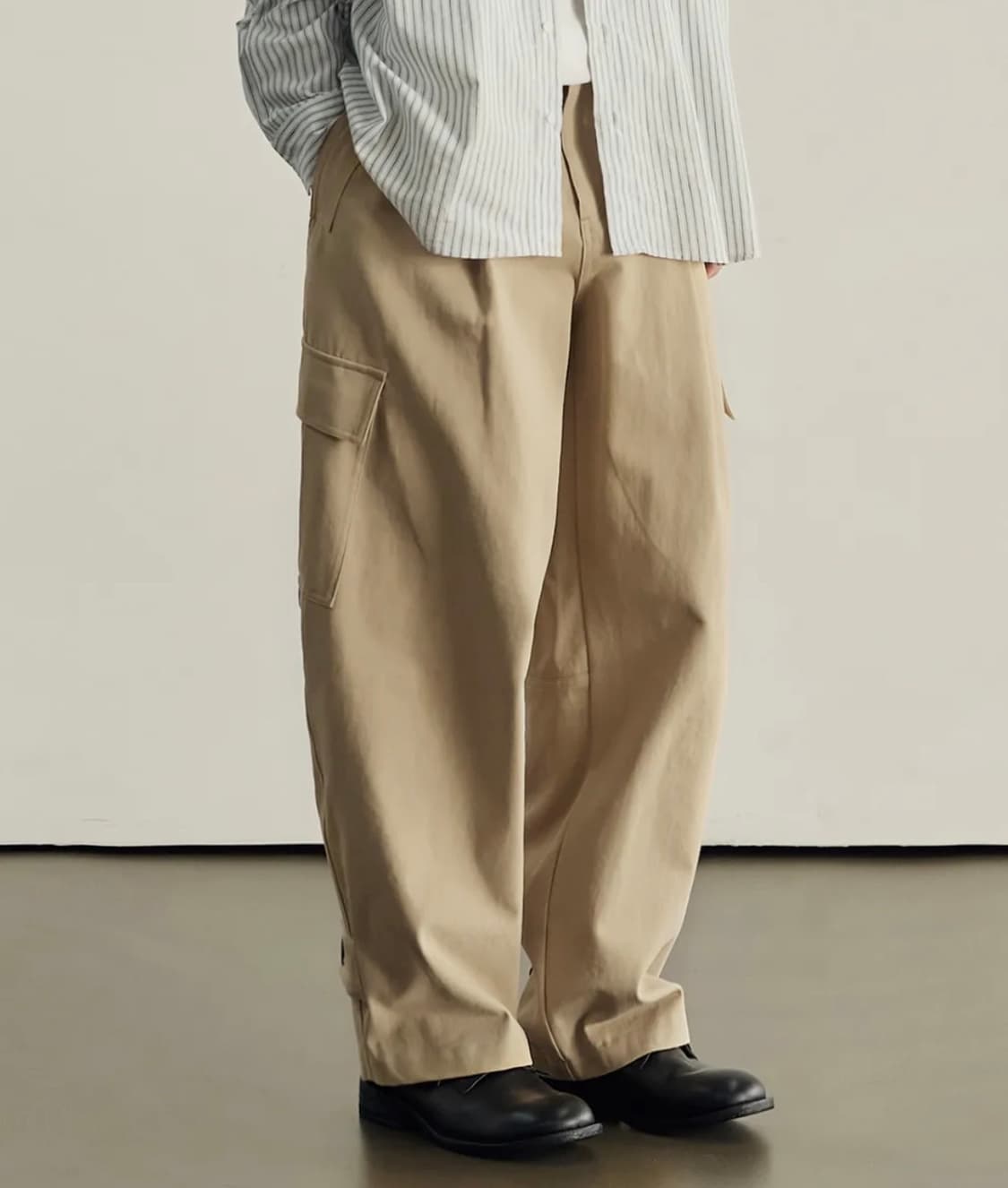 (L) 데일리룸 X 로템버 벌룬 레그 밀 와이드 카고 팬츠 베이지 상품이미지1