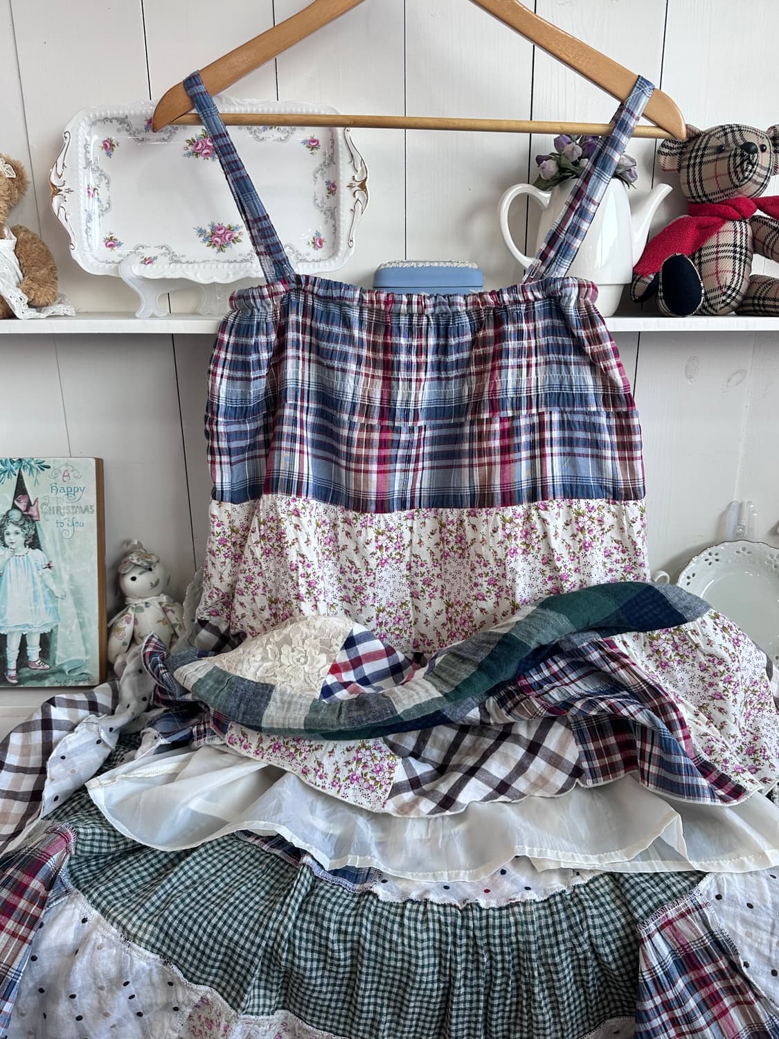 패치워크 플라워 롱 원피스 상품이미지5