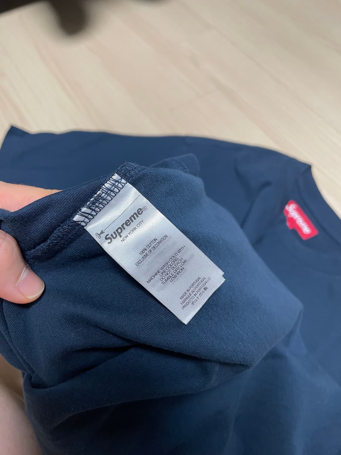 슈프림 반팔 네이비 상품이미지2