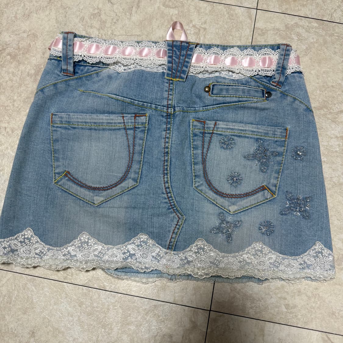 에고이스트 데님 레이스 스커트  상품이미지4