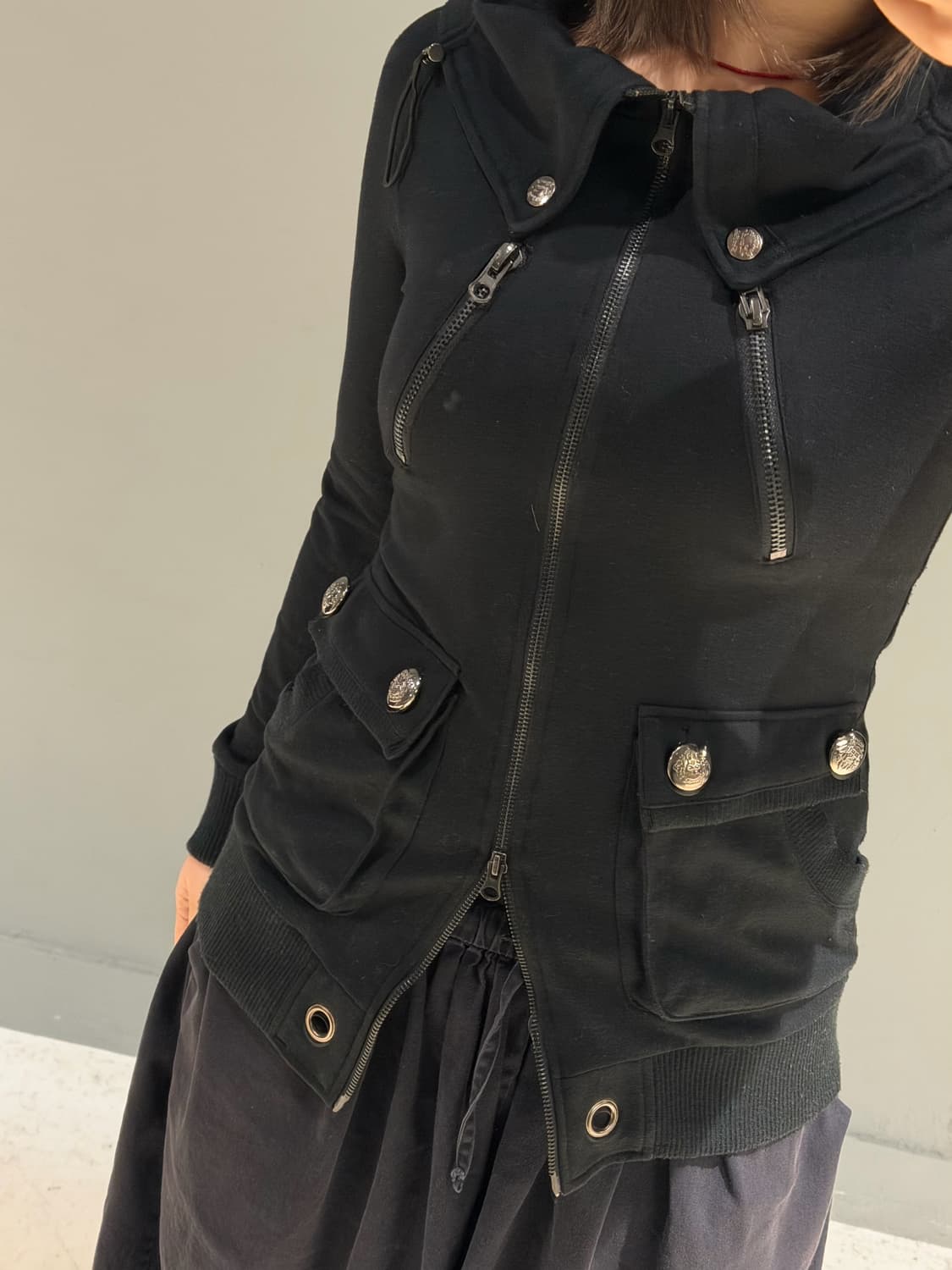 high-neck & wide collar detail zip-up 상품이미지4