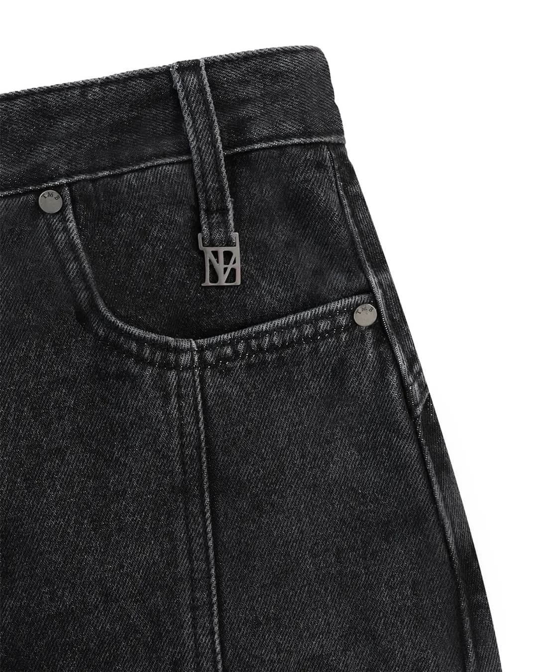 트리밍버드 Incision Denim Setup Skirt (Black) 상품이미지4