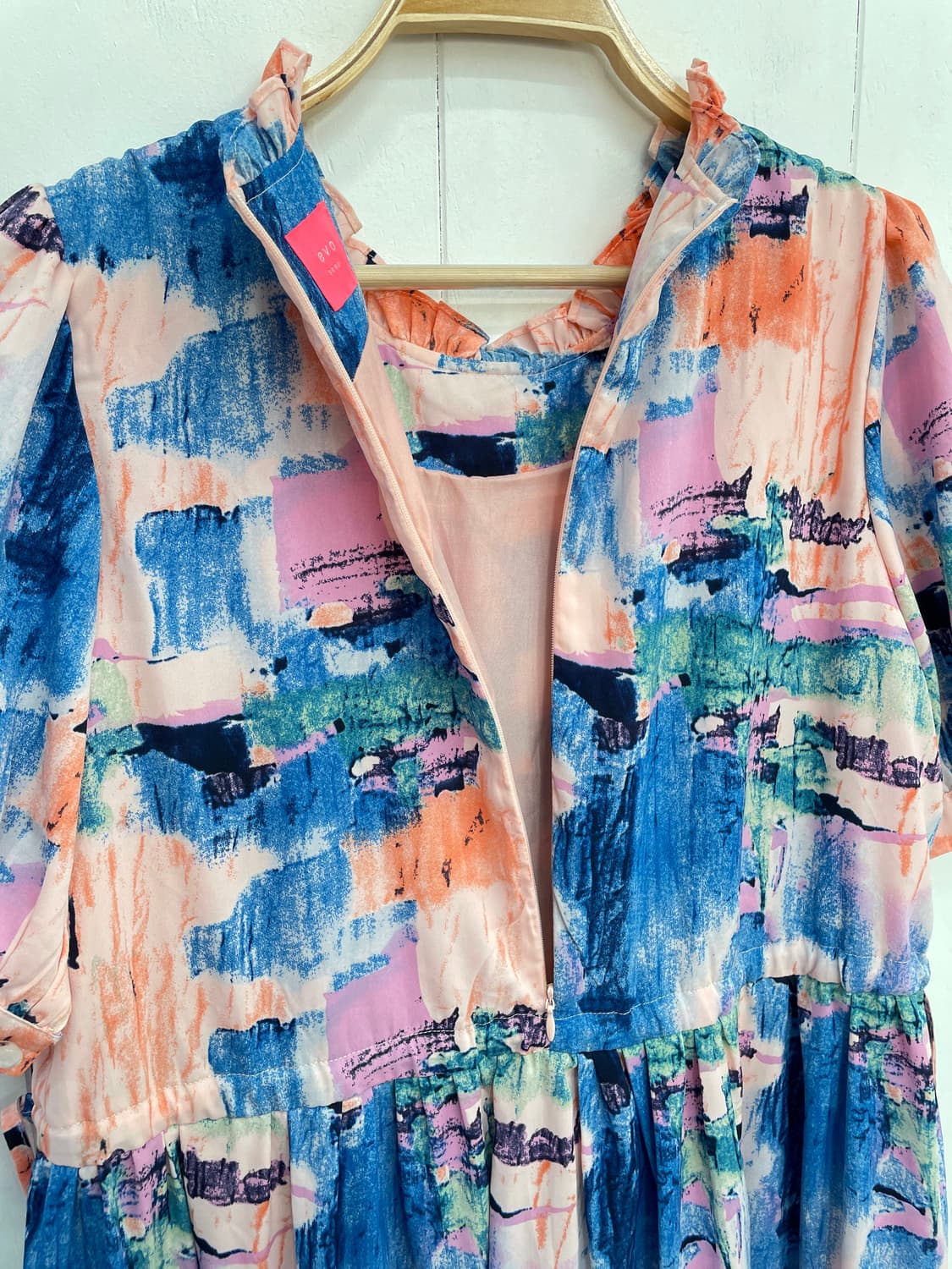 에보 서울(evo seoul) 추상화 패턴 티어드 롱 원피스 상품이미지3