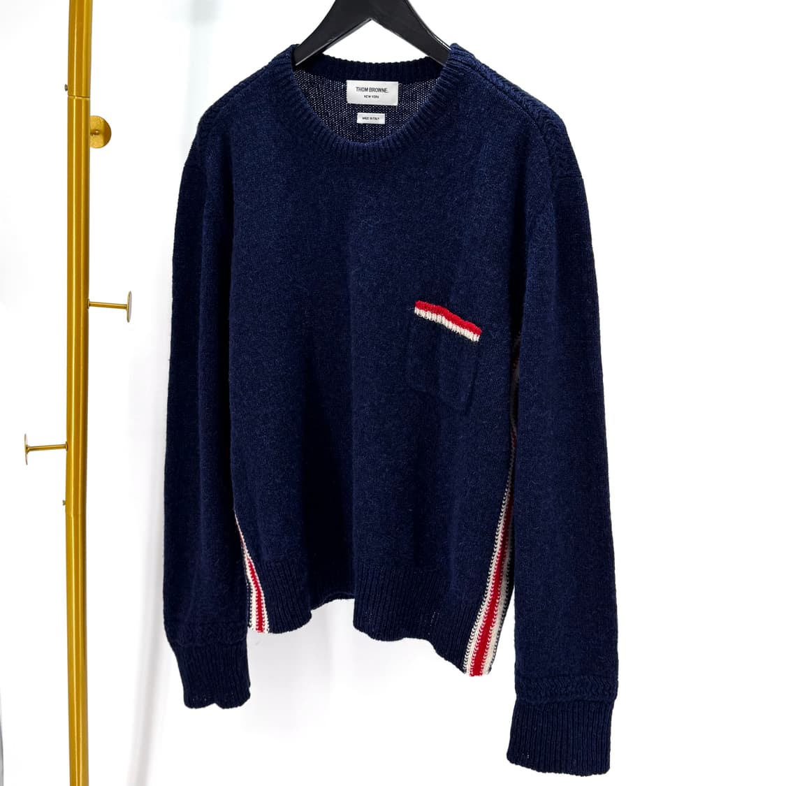 [5사이즈] 톰브라운 삼선 니트 스웨터 네이비 (MKA240A) 상품이미지2