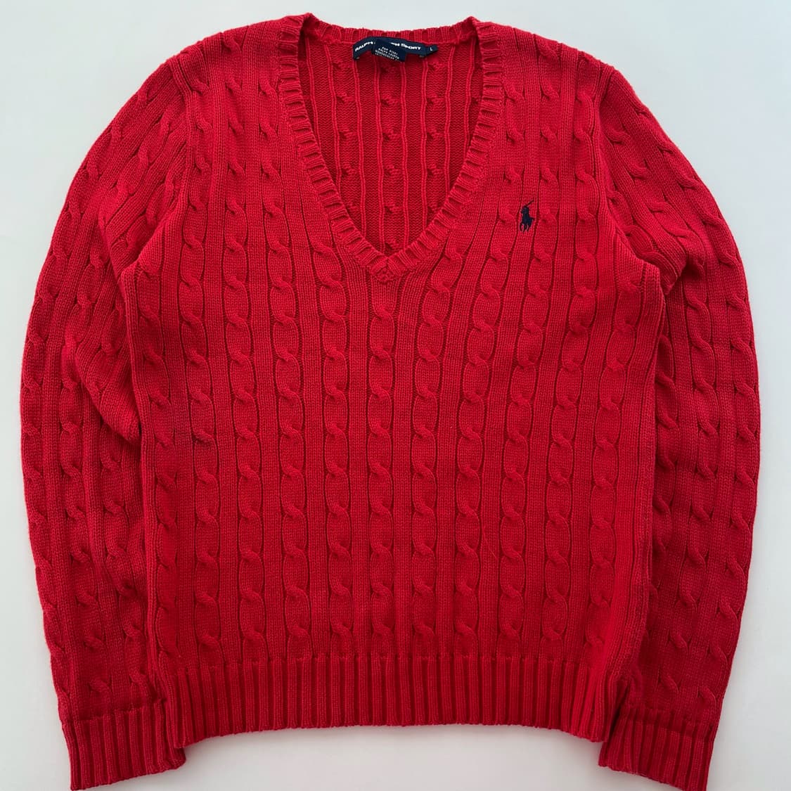 폴로 랄프로렌 레드 꽈배기 니트  상품이미지3