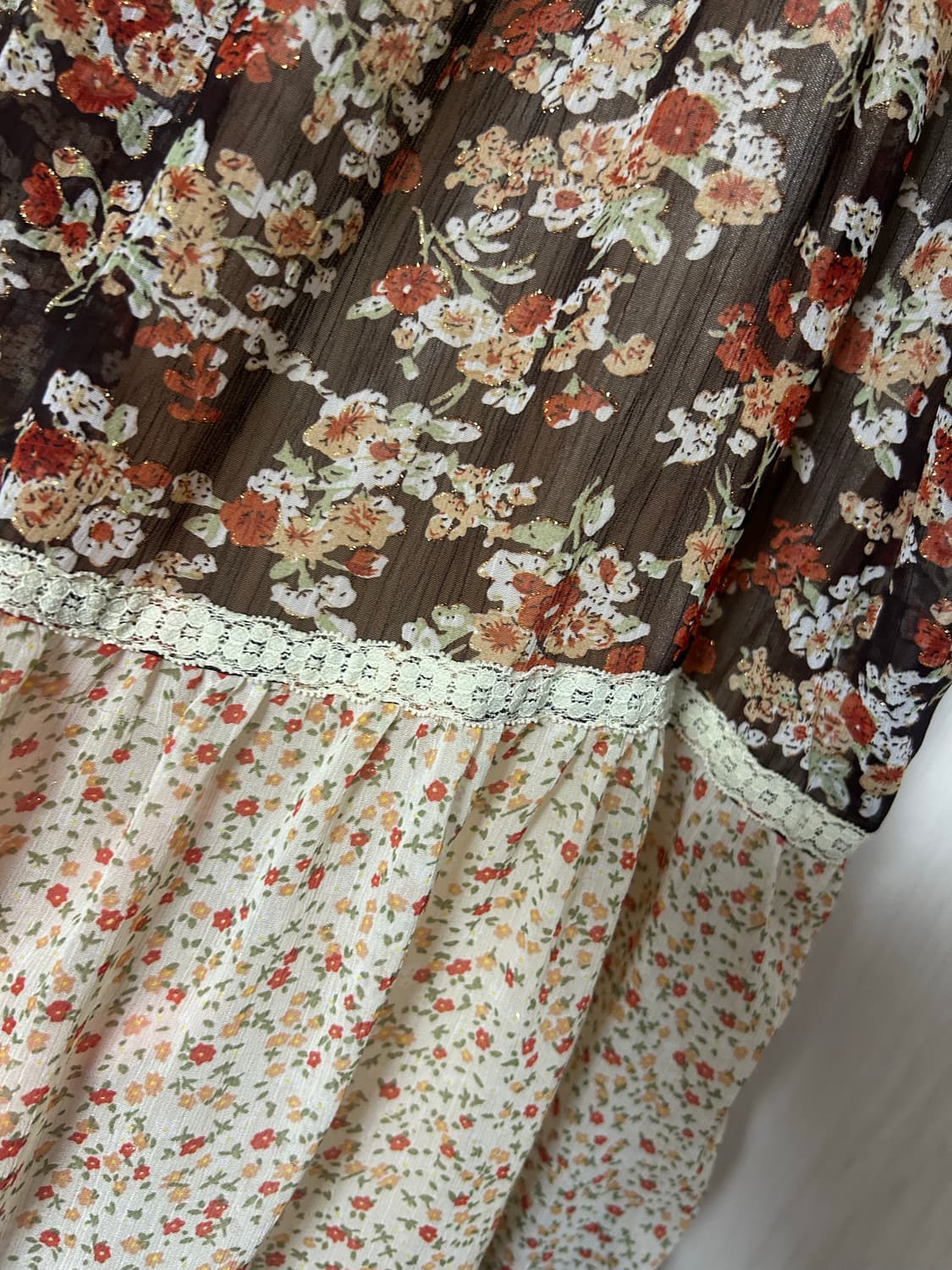 갈색 꽃무늬 빈티지 치마 상품이미지3
