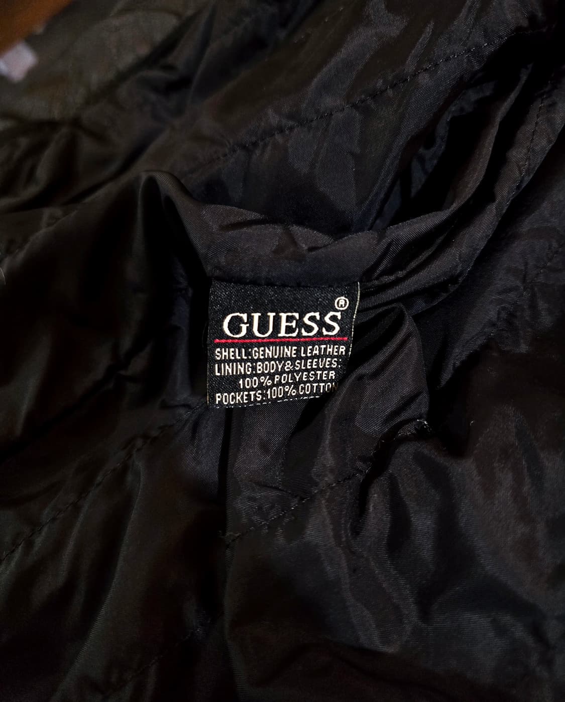 00s 게스 콘트라스트 스티치 레더 자켓 (Guess Leather) 상품이미지7