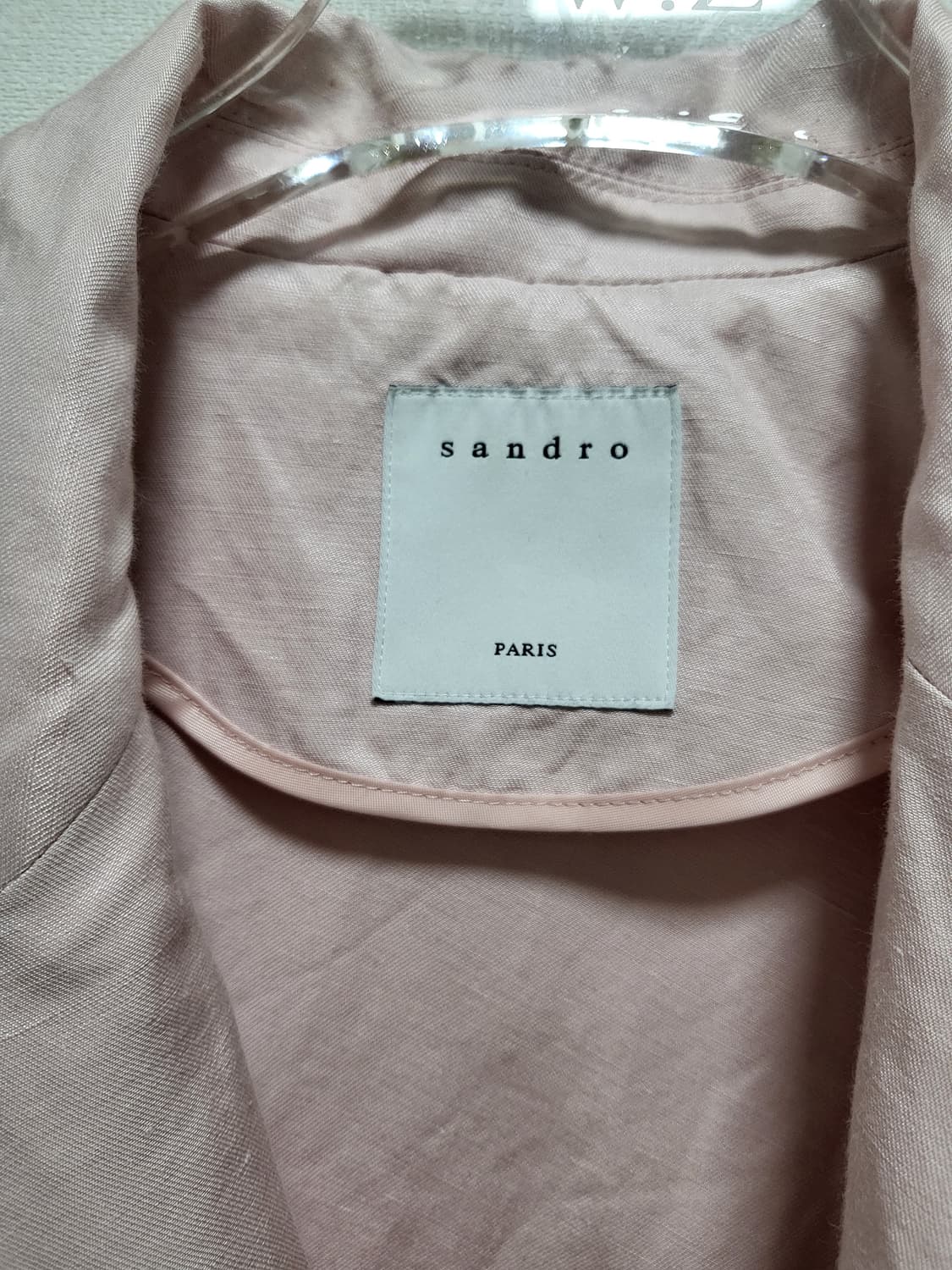 정품 산드로 린넨 딸기우유 핑크 더블 버튼 블레이저 44-66 상품이미지3