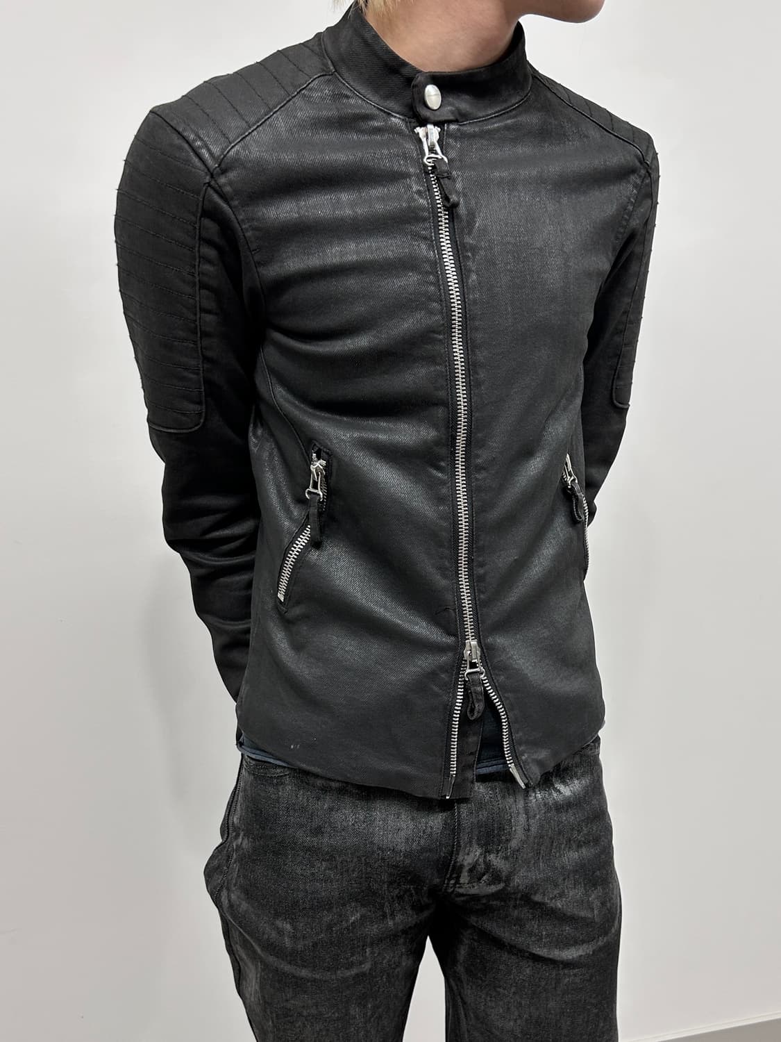 아르마니 코팅 코튼 바이커 자켓 상품이미지2