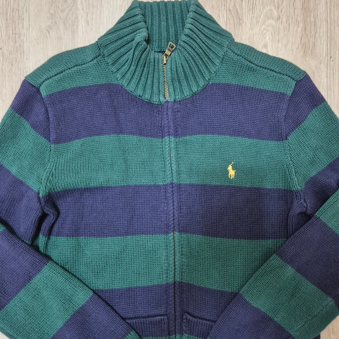 폴로 랄프로렌 옐로우포니 그린 스트라이프 니트집업 상품이미지2