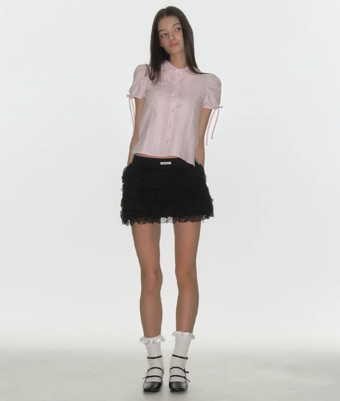 크랭크 캉캉 프릴 미니 스커트 블랙 상품이미지2