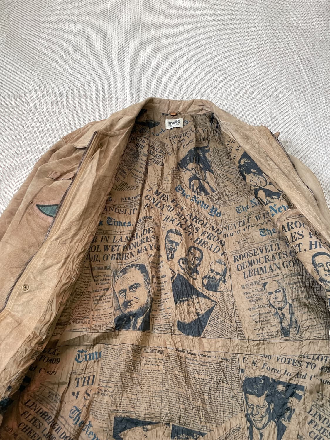 Inddio 빈티지 스웨이드 레더 헌팅 자켓 J03245 상품이미지3