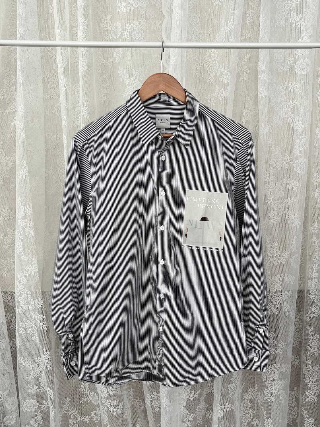 100) 이지오 옴므 EZIO 스트라이프 셔츠 블랙 상품이미지1