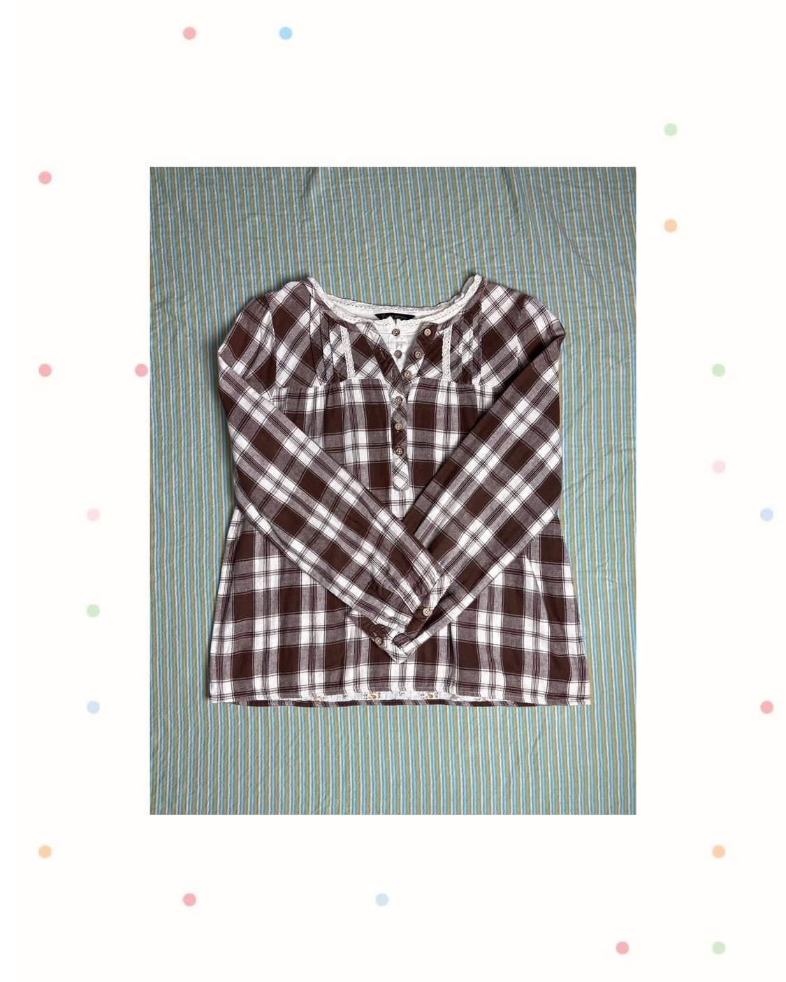 브라운 체크 레이어드 블라우스 상품이미지1