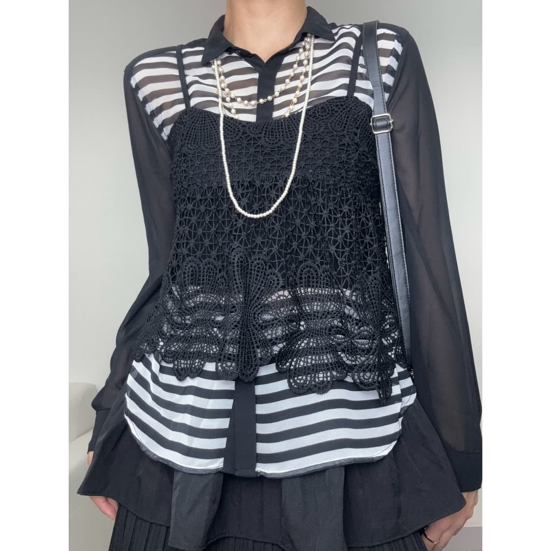 빈티지 블랙 크로셰 슬리브리스 뷔스티에 상품이미지1