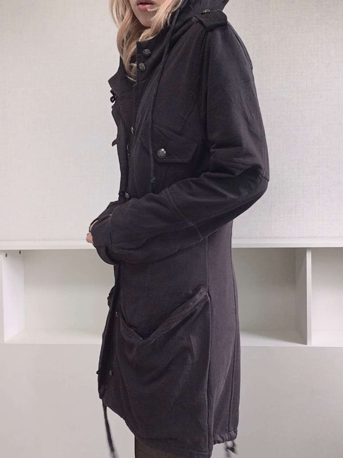 jpn vintage y2k charcoal lace hood stud  상품이미지9