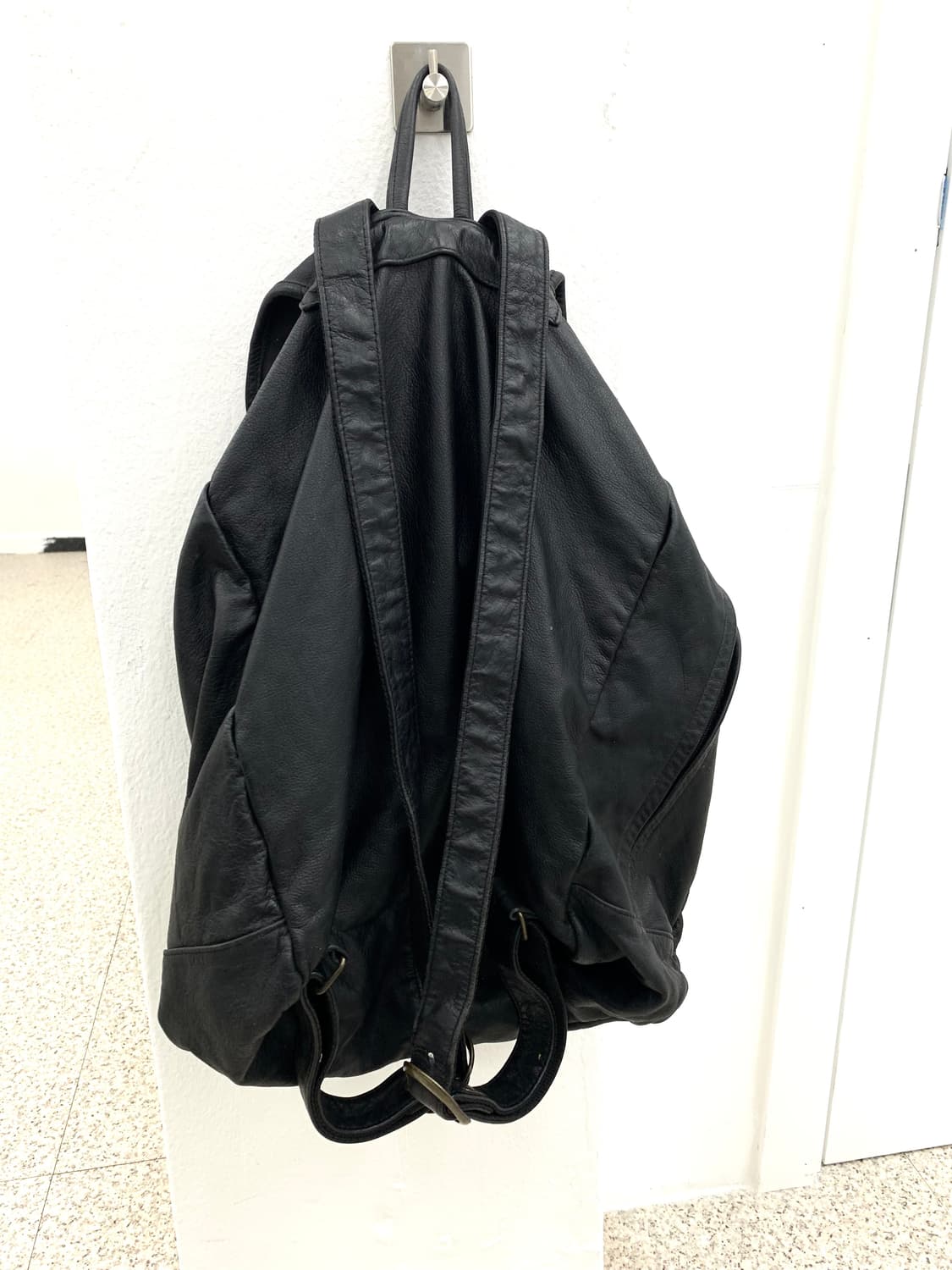 Black leather cargo pocket back pack   상품이미지8