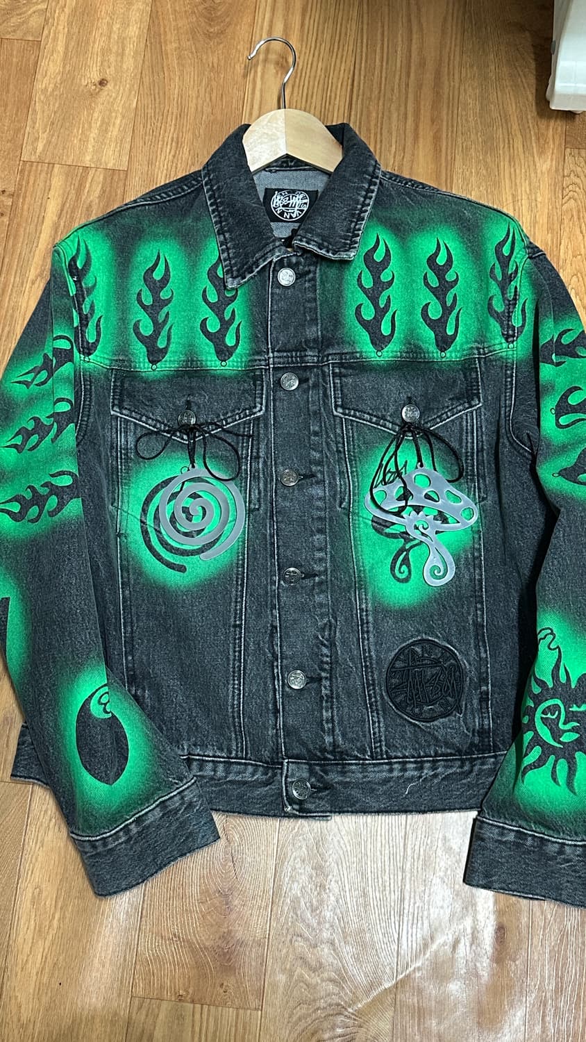 스투시 x 드리스 반 노튼 핸드 스텐실 데님 자켓 워시드 블랙[S] 상품이미지2