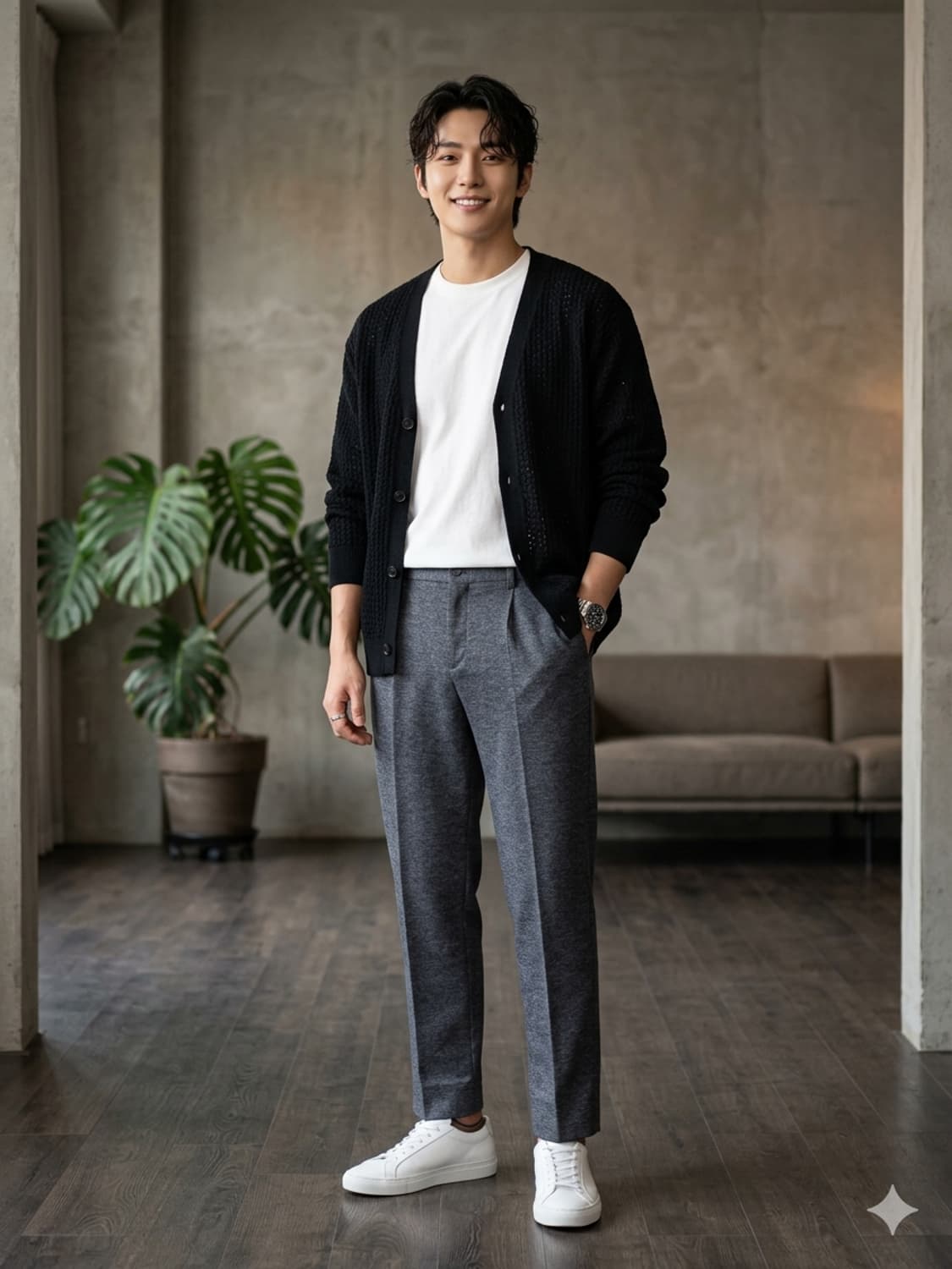 ZIO SONGZIO 지오송지오 허리 밴딩 멜란지 슬랙스 팬츠 상품이미지1