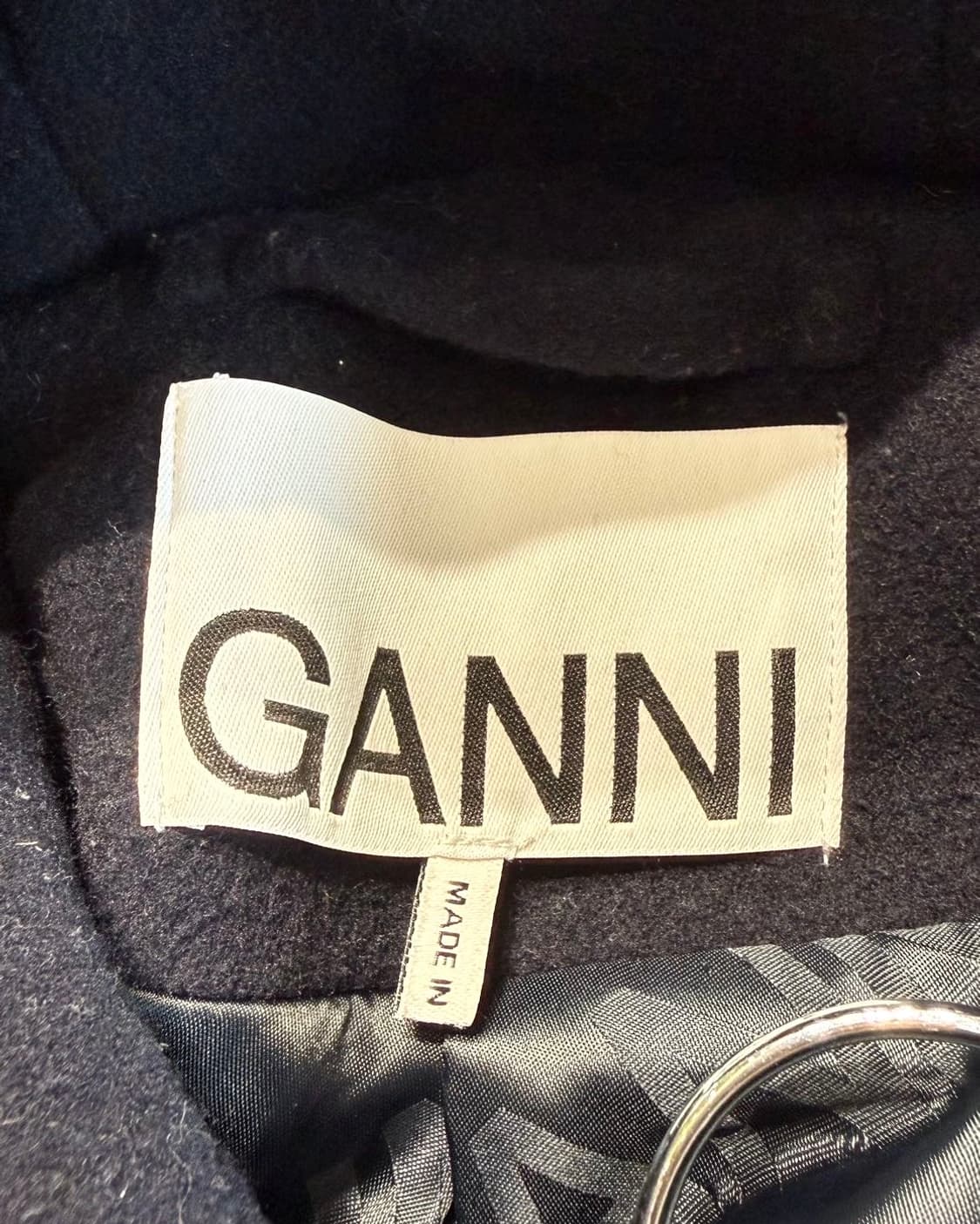 가니 네이비 보일드 울 후드 코트  상품이미지8