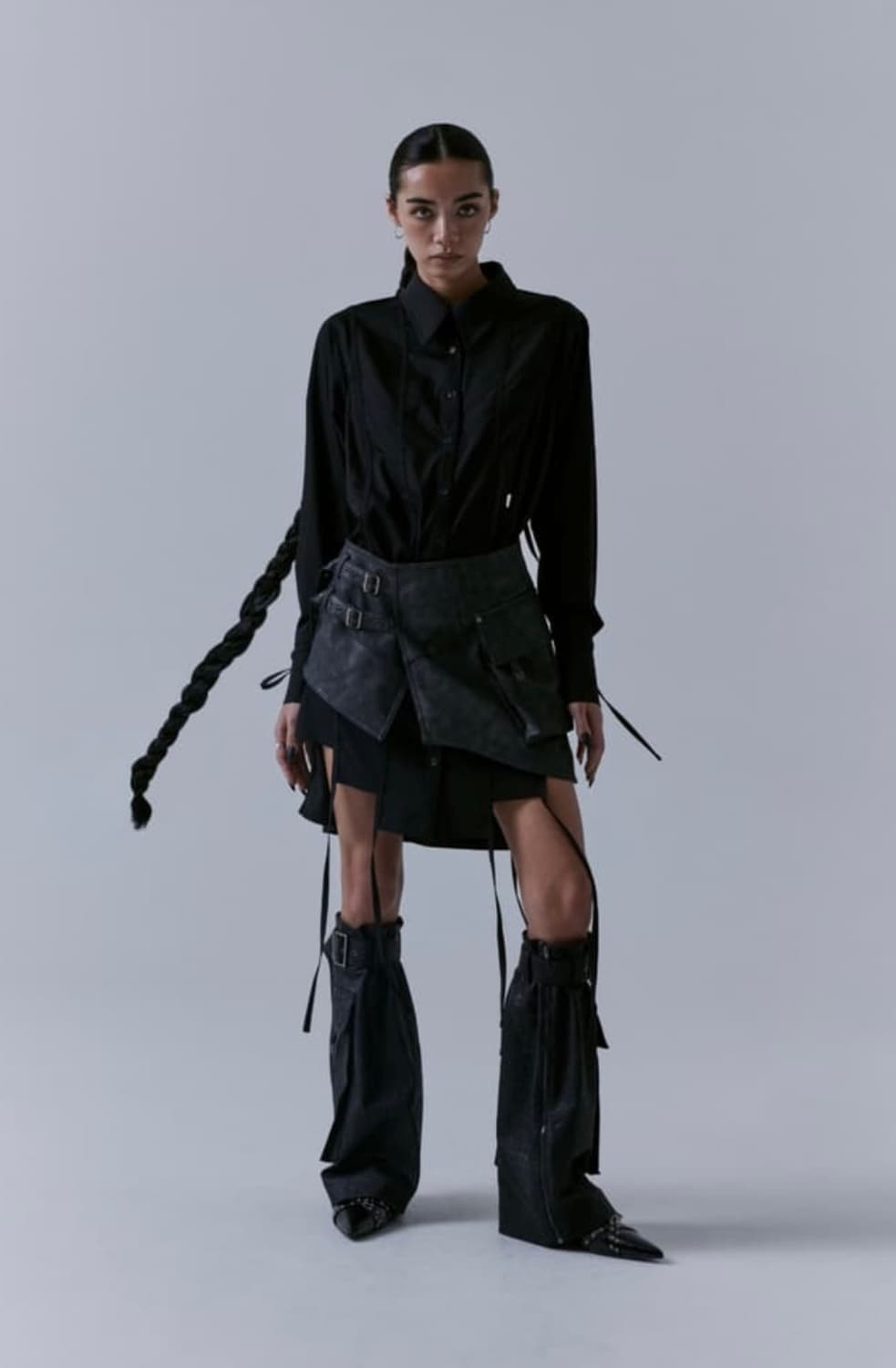 트리밍버드 롱스트랩 셔츠 원피스 상품이미지4