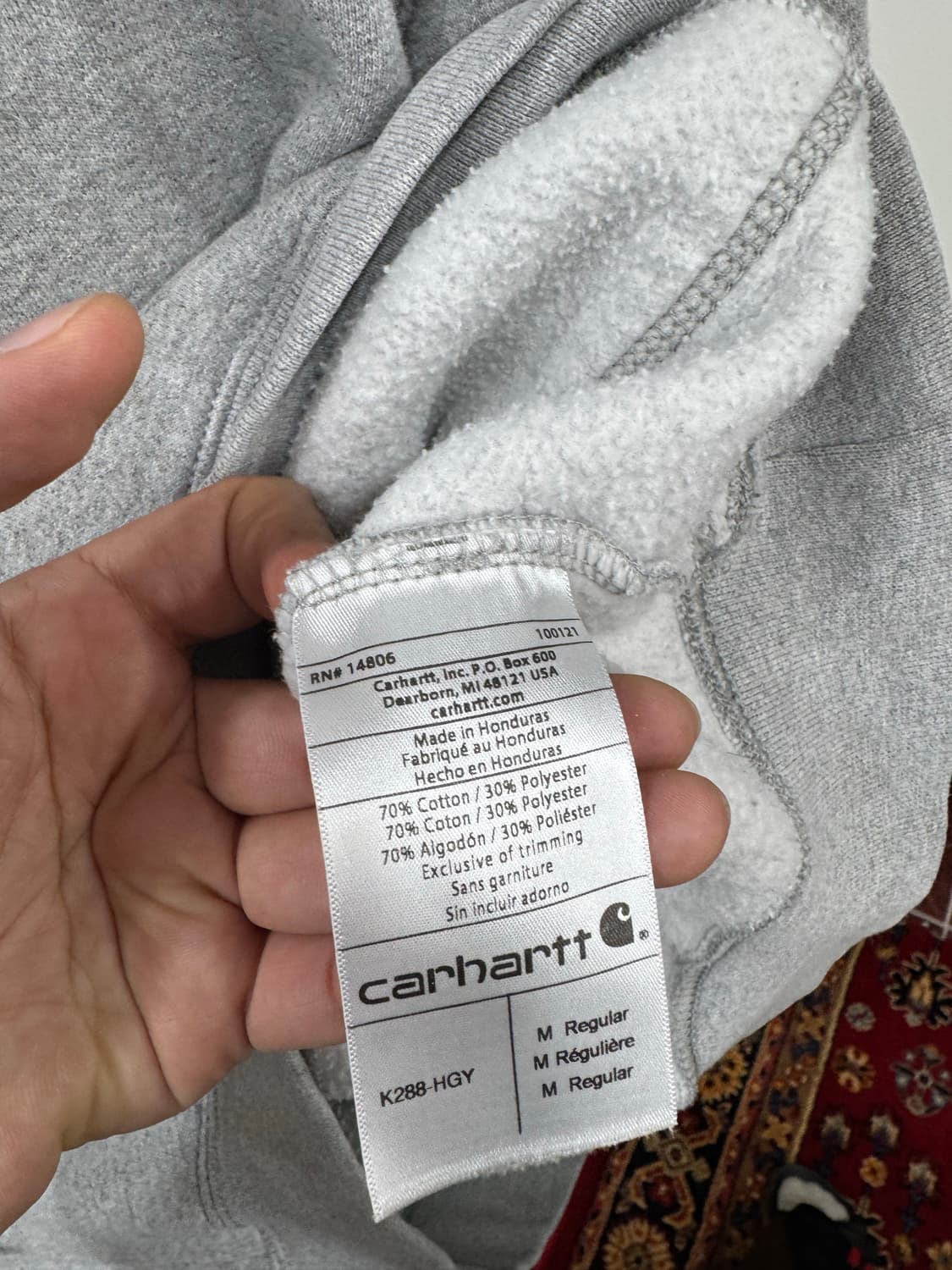 칼하트 k122 미드웨이트 루즈핏 후드 S 상품이미지7