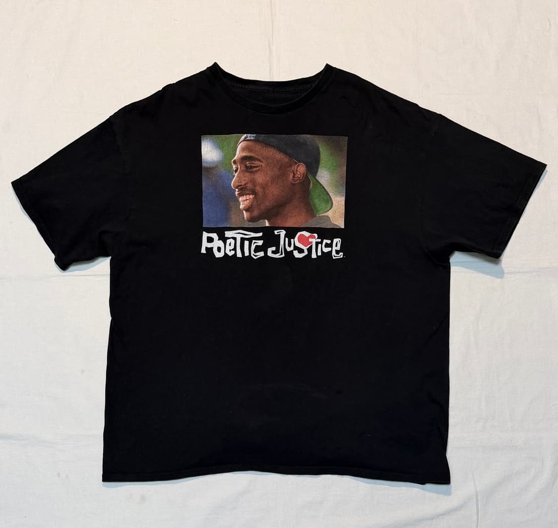 투팍 포에틱 러브 빈티지 티셔츠 힙합 랩티 블랙 상품이미지1