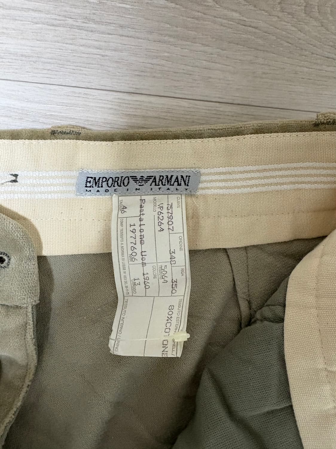 Emporio Armani 빈티지 벨벳 치노 팬츠 Italy  상품이미지2