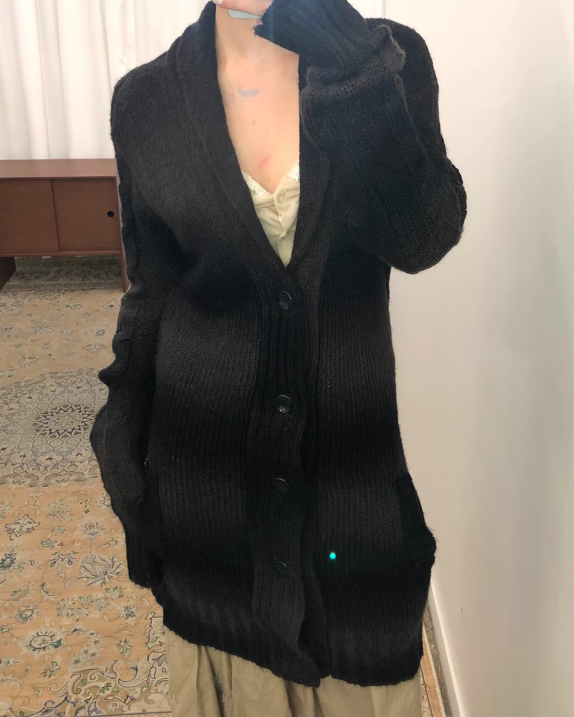 블랙 앤 브라운 롱 가디건 상품이미지2