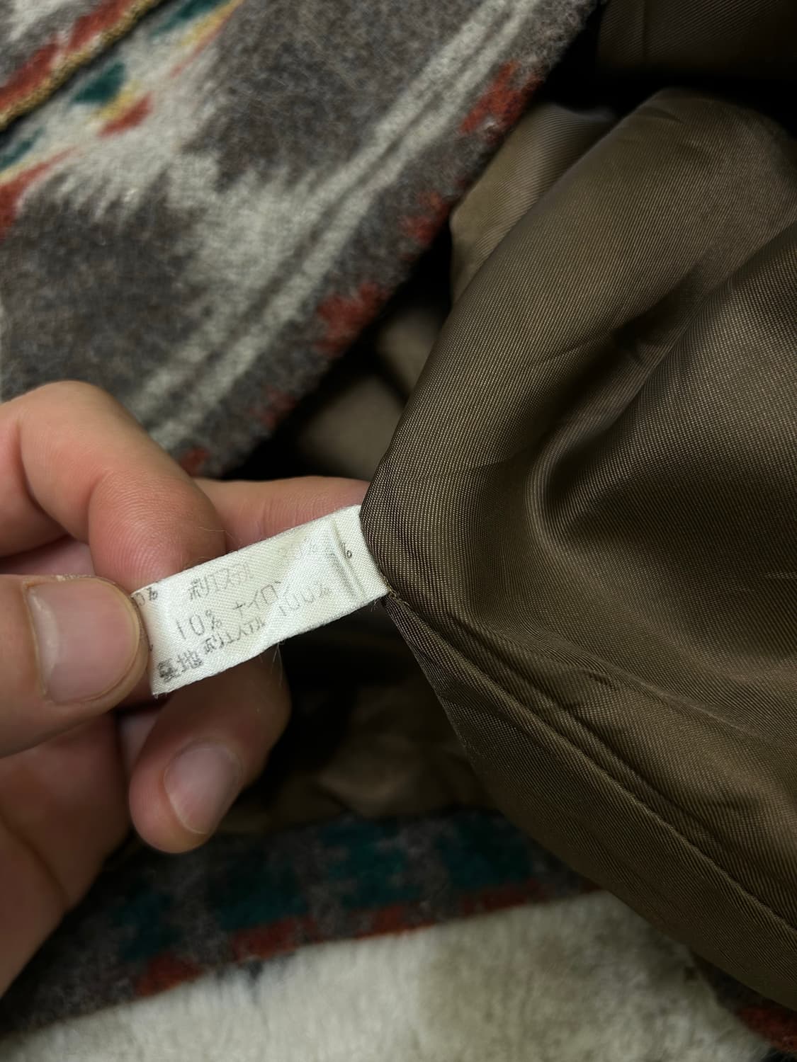 [실측여성L]Japan 90s 나바호 패턴 울 더플코트 상품이미지5