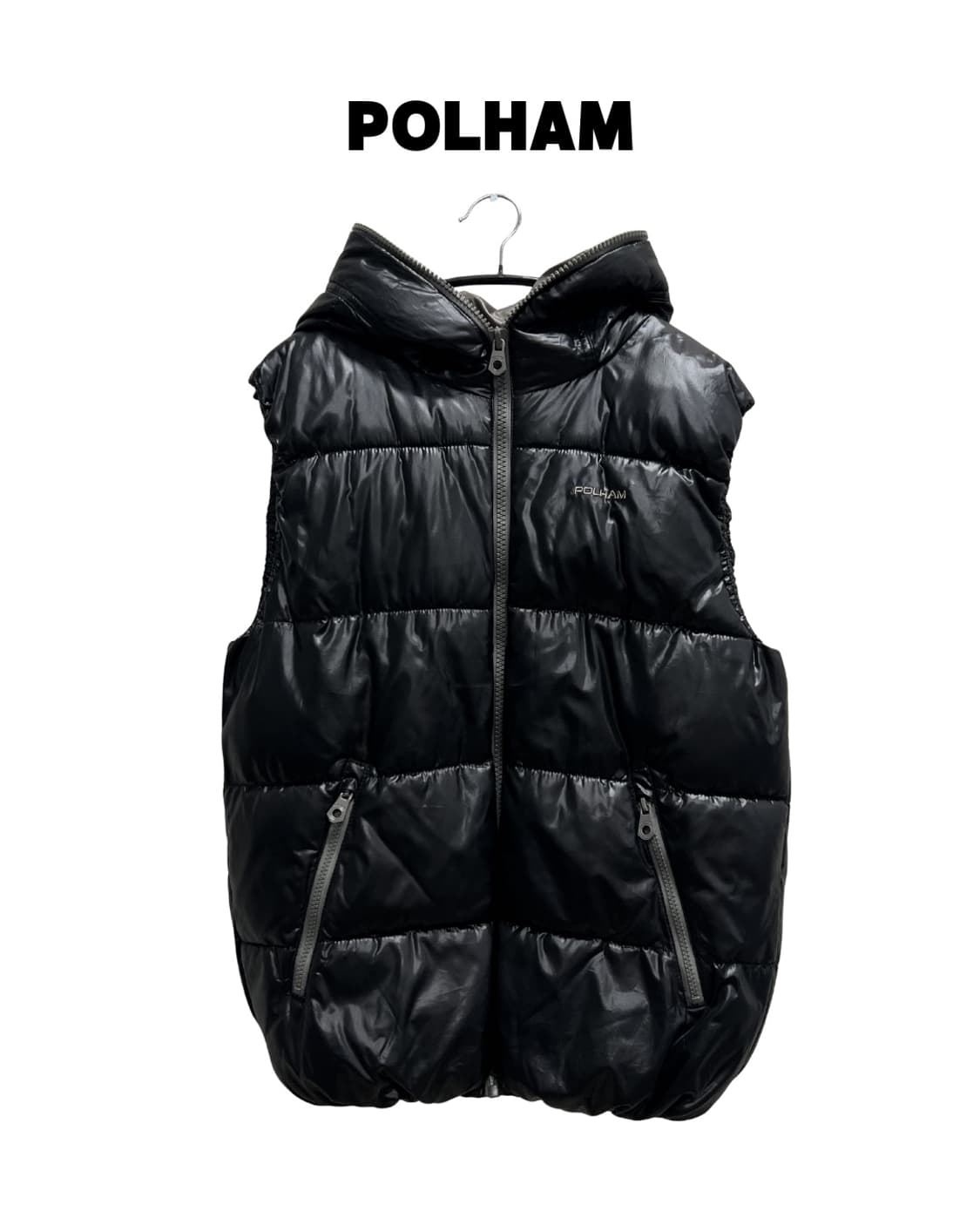폴햄 유광 솜패딩 조끼 블랙 상품이미지1
