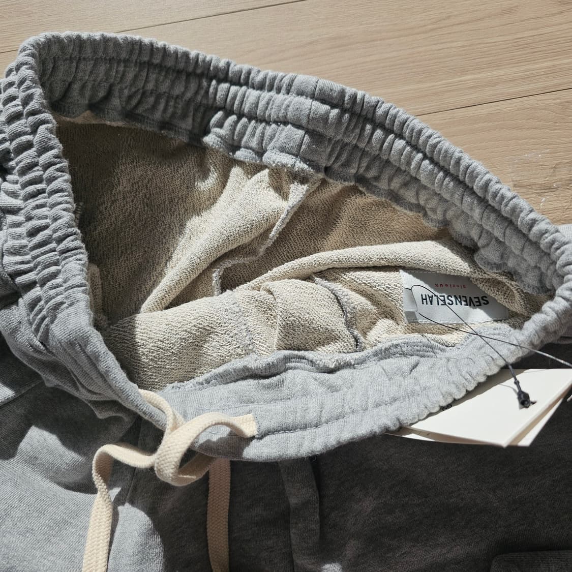 32 새제품 세븐셀라 프리미엄 스웨트 원턱 절개 팬츠 바지 멜란지 그레이 상품이미지6