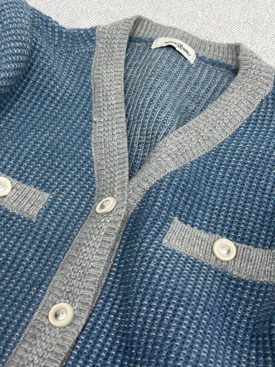 [90] 로엠 블루 트위드 니트 가디건 여성 90사이즈 상품이미지6