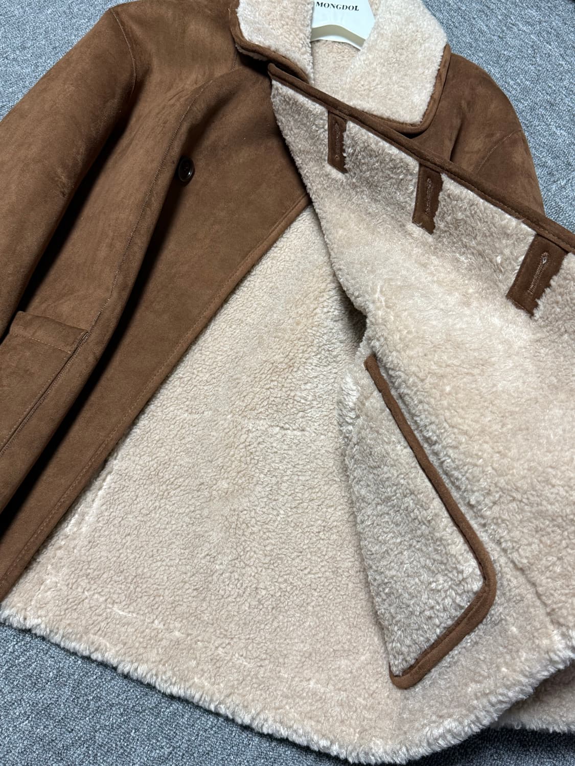 몽돌 리버시블 스웨이드 무스탕 브라운  상품이미지3