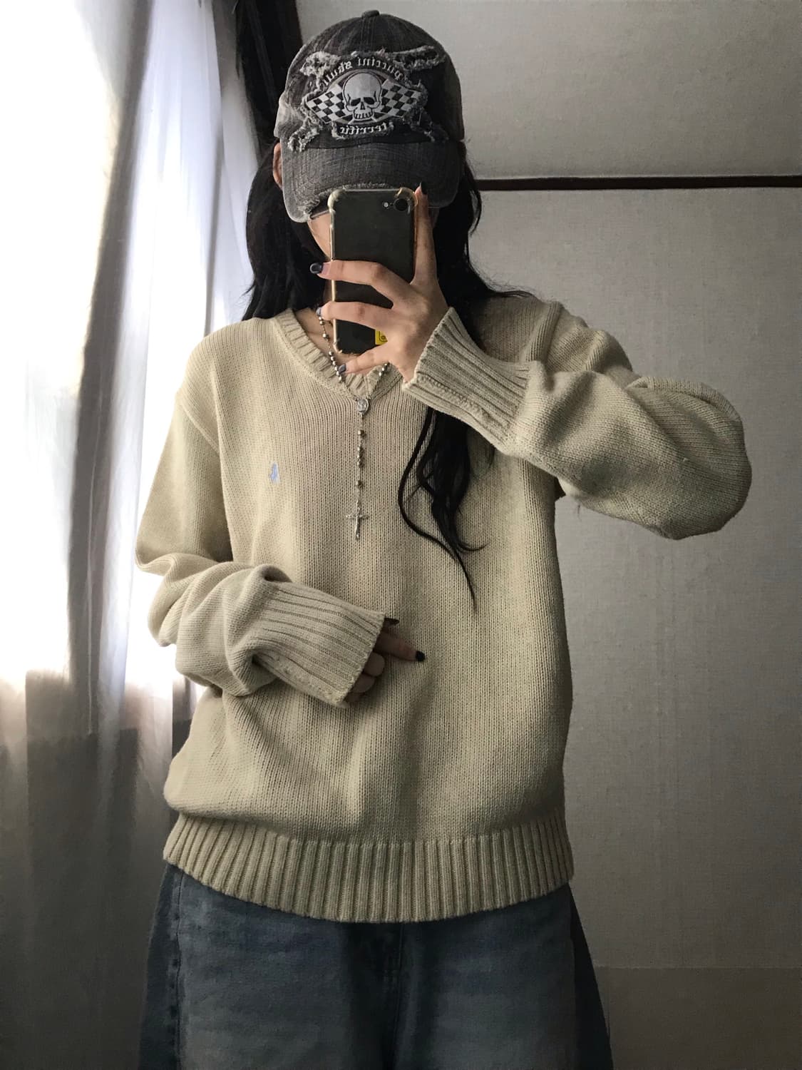 폴로 아이보리 브이넥 니트 상품이미지6