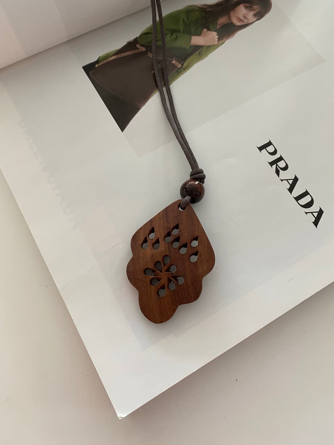 빈티지 플라워 우드 팬던트 목걸이 상품이미지2