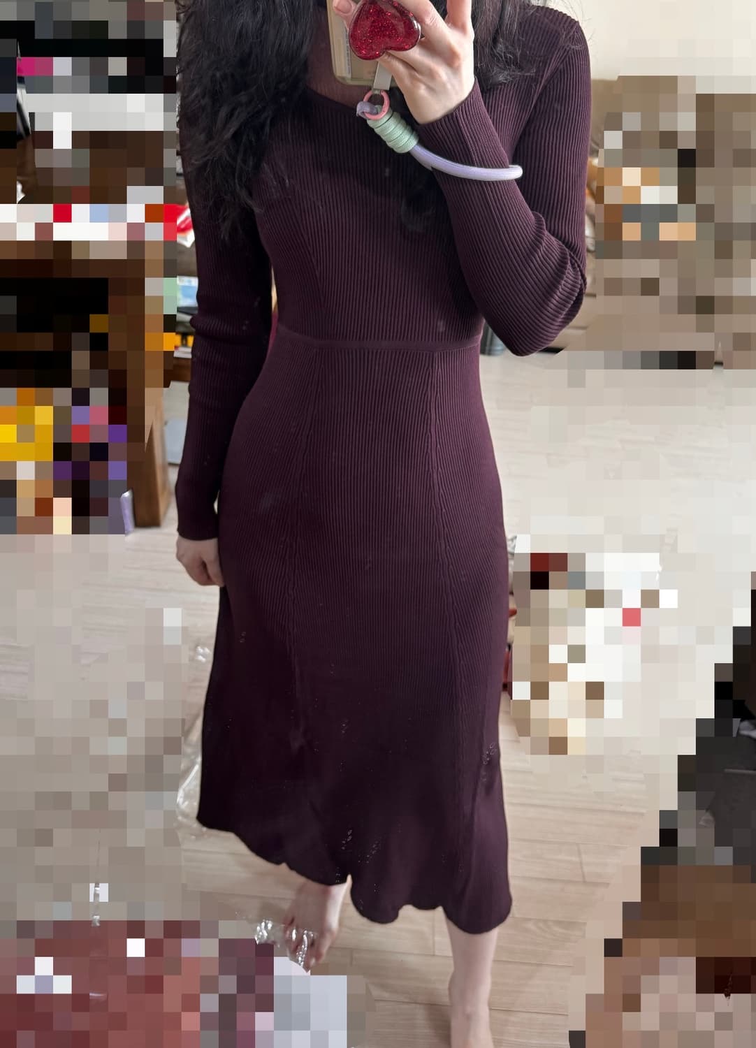 마른55 55 텍ㅇ 신품 질스튜어트 정가46만 니트 롱 원피스 마인 마쥬 상품이미지4