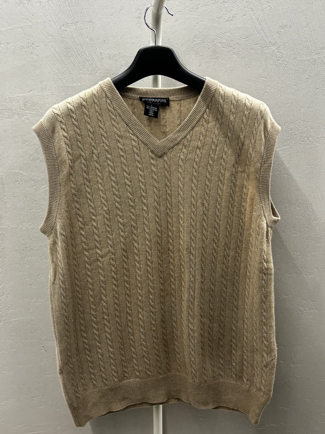 Hathaway 케이블 패턴 캐시미어 니트 베스트 L 상품이미지2