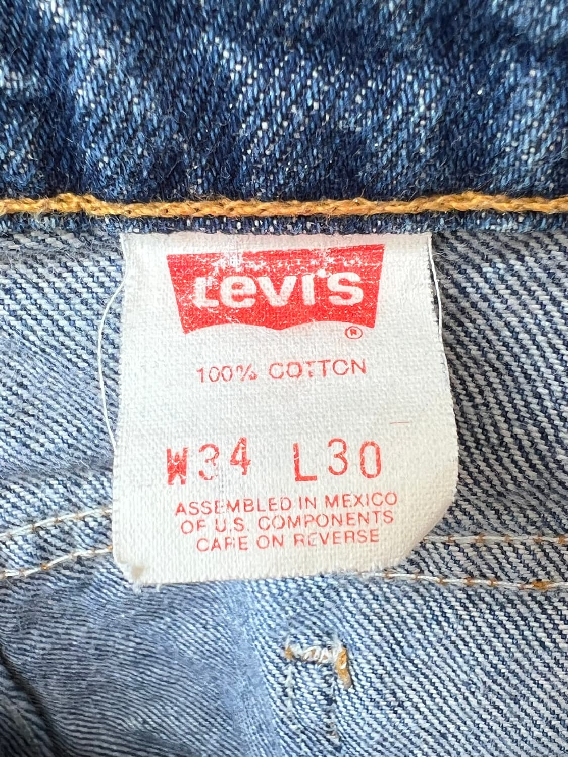 90's [34x30] 리바이스 505 오렌지탭 블루 데님 팬츠 상품이미지6