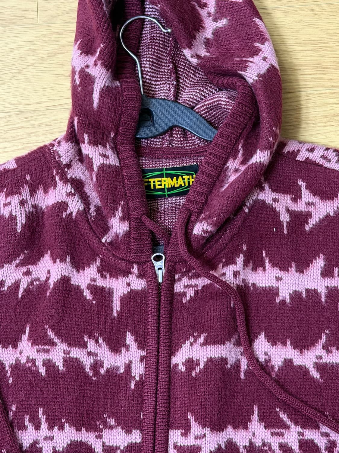 애프터매스 모헤어 니트 집업 버건디 M  상품이미지4