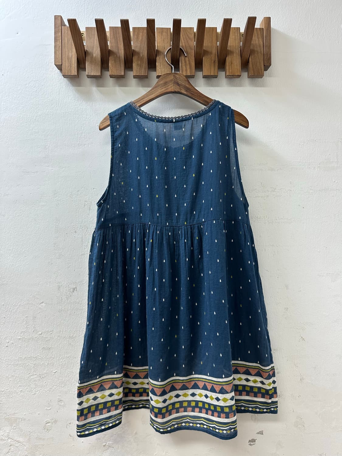 일본빈티지 네이비 핀턱에스닉 자수 우드버튼 레이어드 모리걸 바선생 원피스 상품이미지4