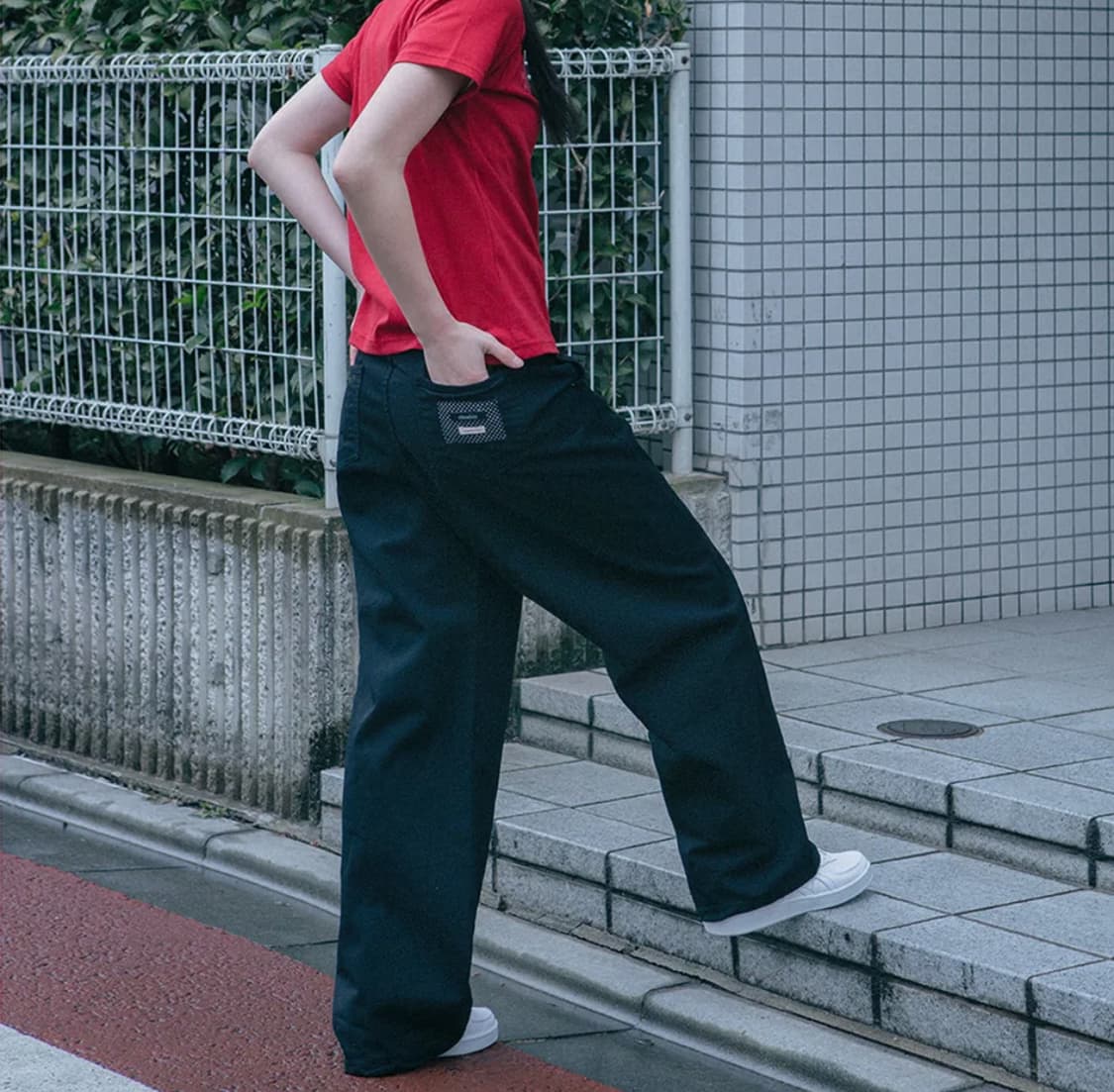 오헤시오 와이드 스타 코튼 팬츠 블랙 상품이미지1