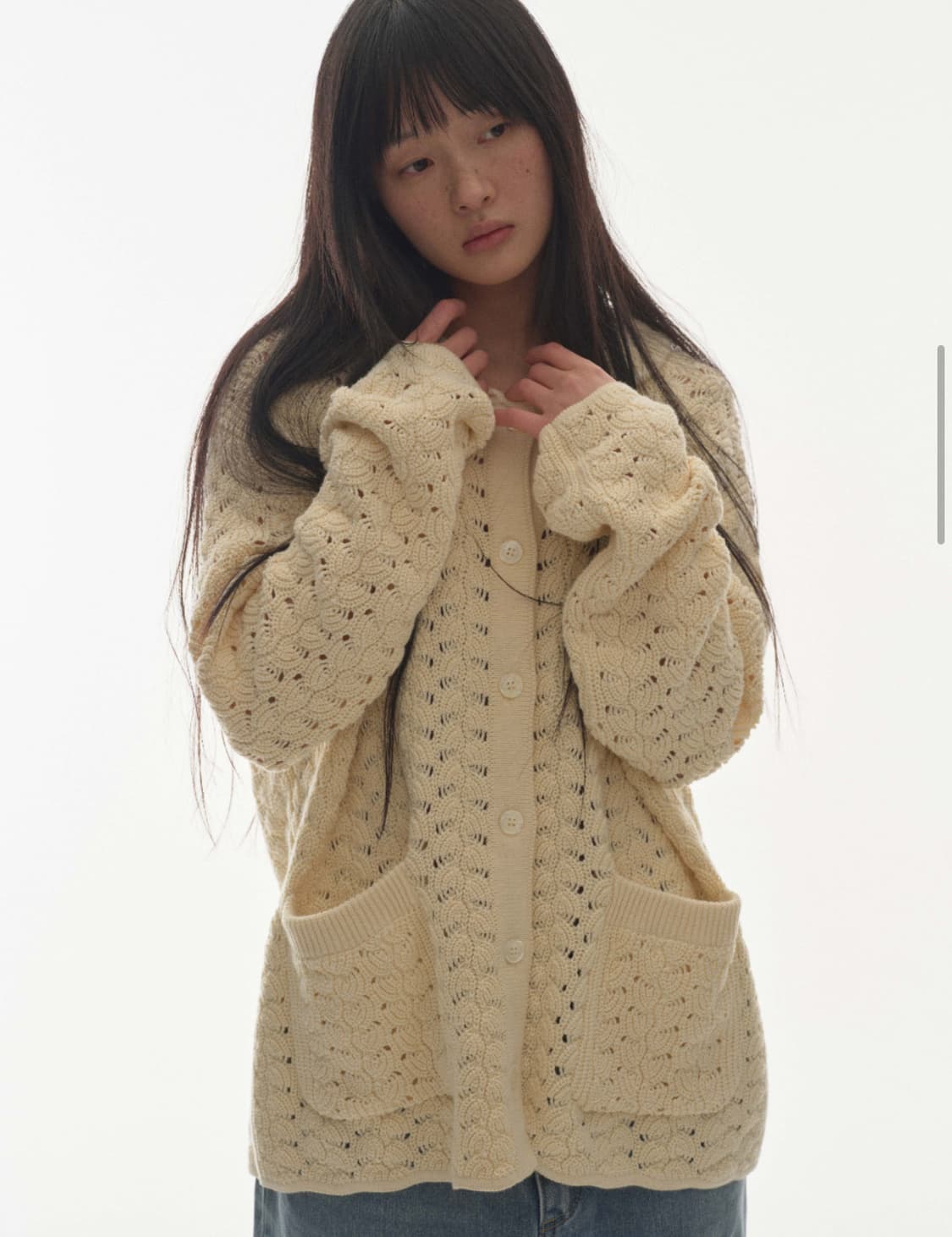 코이세이오 Wave knit kardigan ivory 상품이미지2