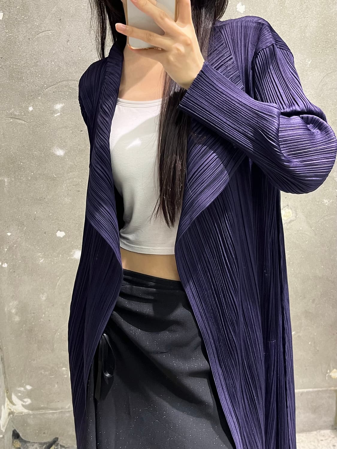 Pleats Please 플리츠플리즈 퍼플 오픈 롱 가디건 상품이미지2